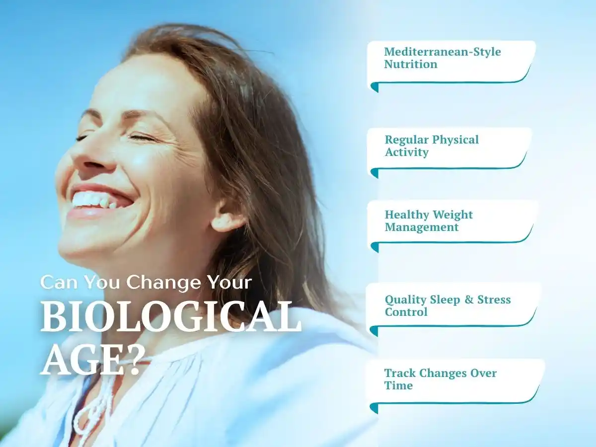 Ways to support healthy biological aging through diet, exercise, sleep, and stress management.