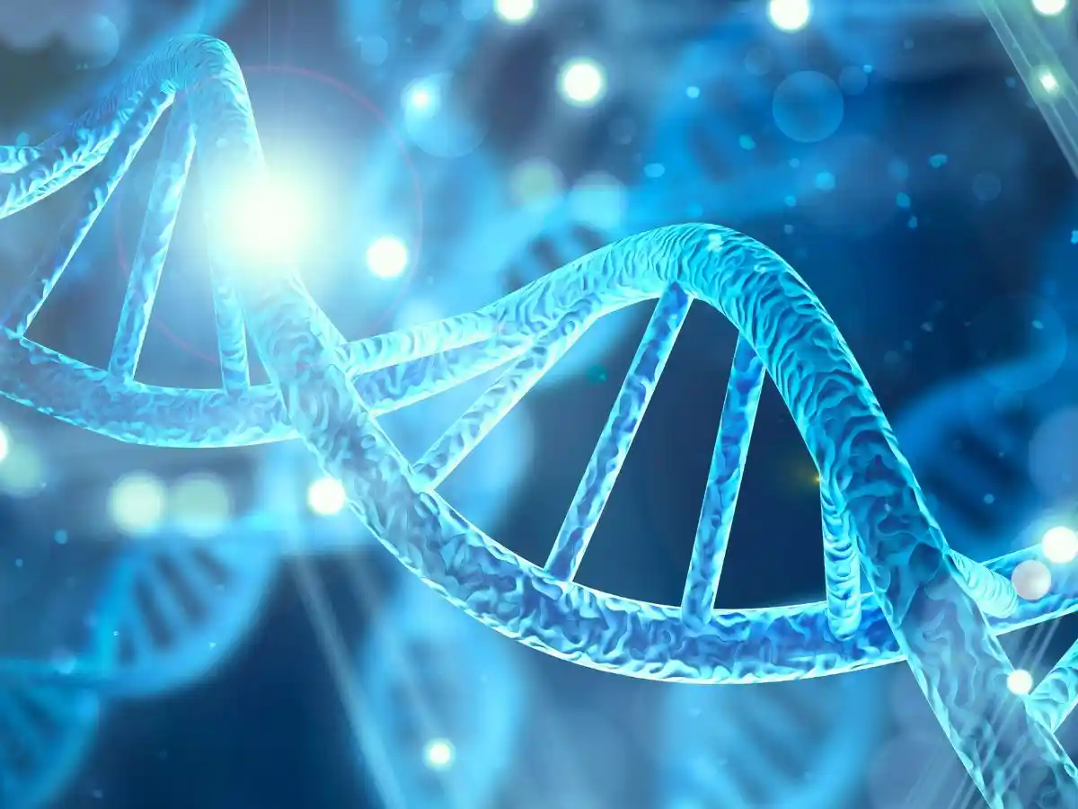 DNA double helix representing genetics and biological health.