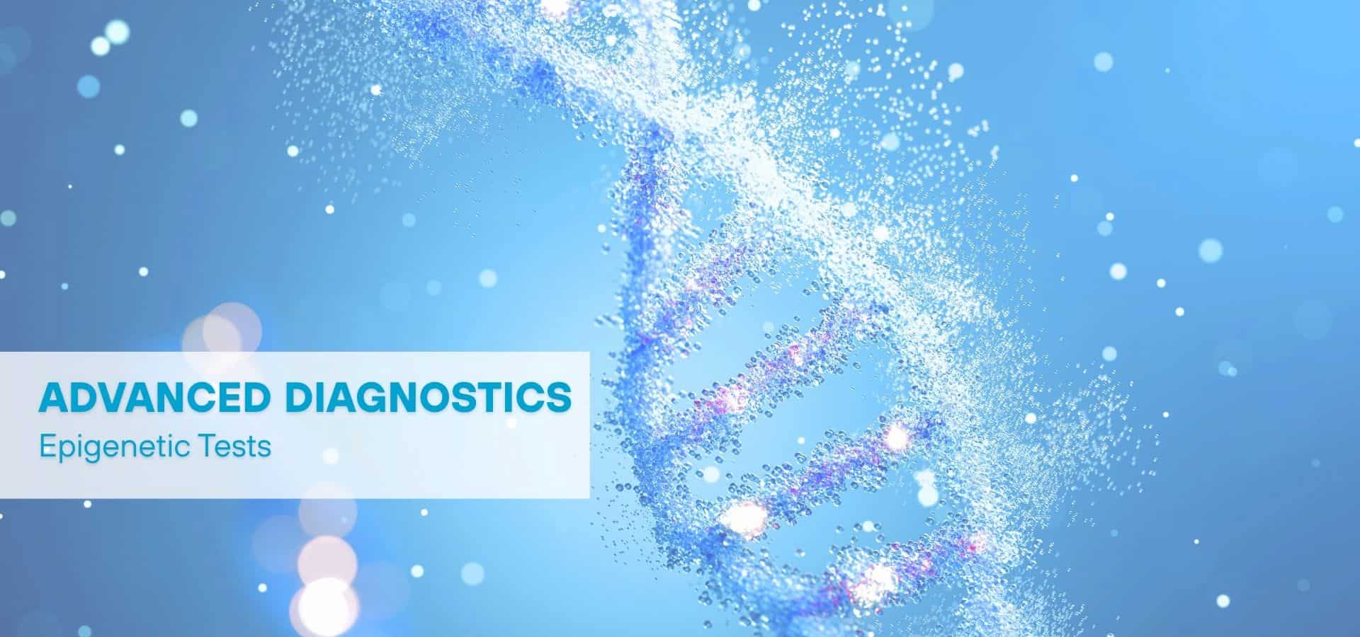 Abstract DNA strand illustration representing advanced diagnostics and epigenetic testing in modern healthcare